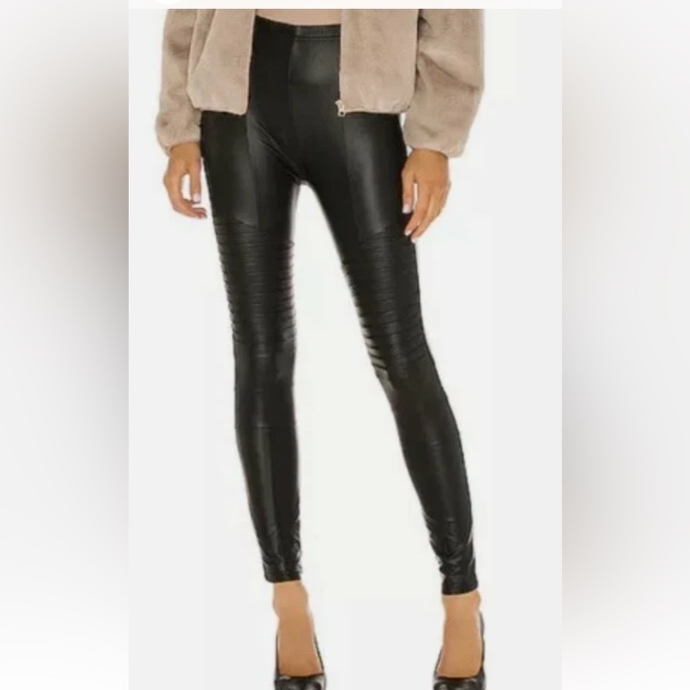 Plush Stay Fleece Lined Moto Black Stretch Pants Leggings Size Medium